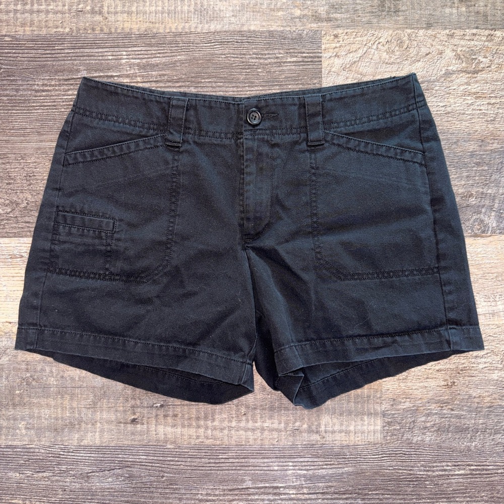 Dockers Womens Black Cotton Twill Utility Chino Shorts Size 6 Patch Pockets